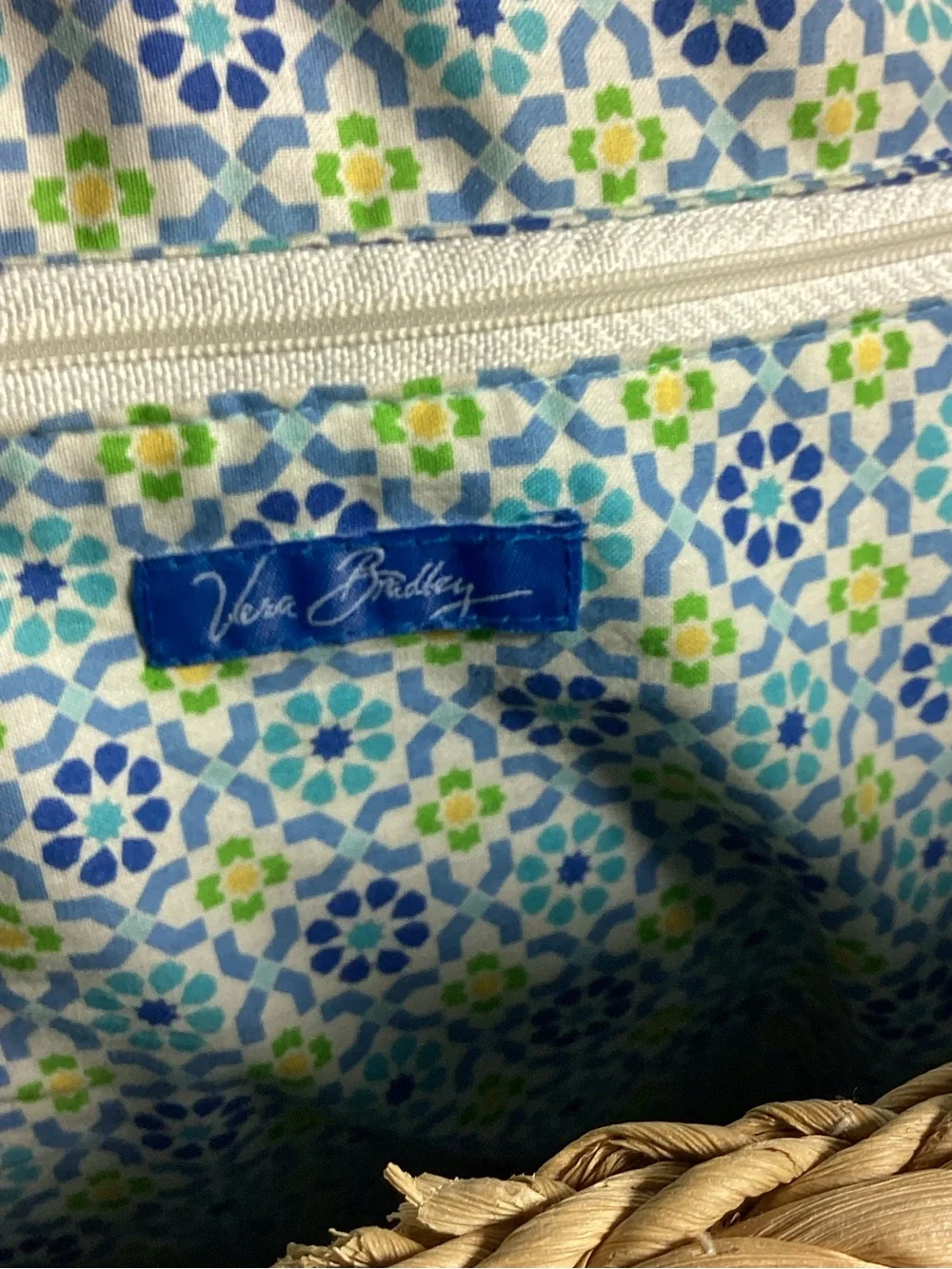 Vera Bradley Turquoise-Strap Woven Tote with Paisley Print